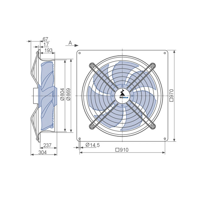 ZIEHL-ABEGG FN080-ZIQ.GL.A7P3 154815 wall mounted axial fan