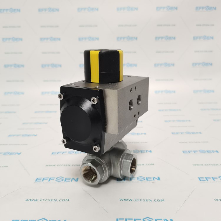 evian Ball Valves with pneumatic actuator 3 Way L/T Threaded 1/4